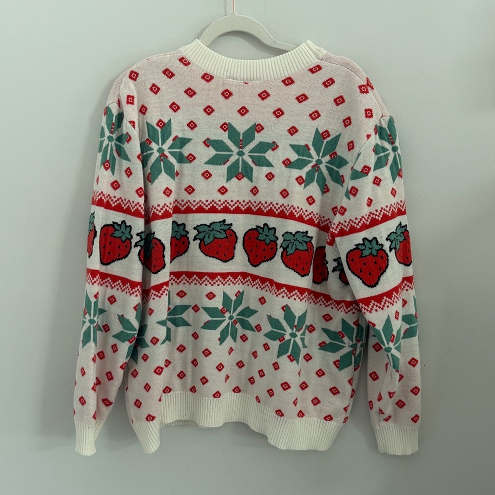 Strawberry shortcake Patterned Sweater - Red and White - Picture 3 of 4